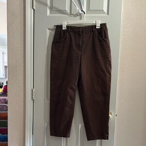 Pukka Brown,Cropped Jeans With An Elastic Waist And Front Pockets Sz XL/42